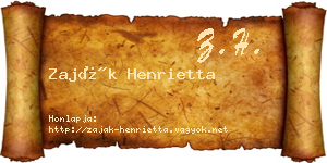 Zaják Henrietta névjegykártya